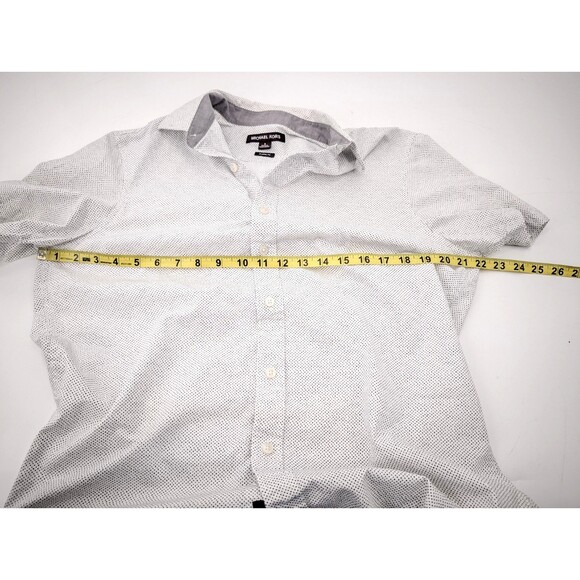 Michael Kors White Polka Dot Short Sleeve Collared Button Up T-Shirt Size Small - Picture 9 of 10